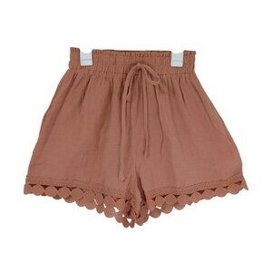 Cupshe Shorts 100% Cotton Womens XS Rust Brown Crochet Trim